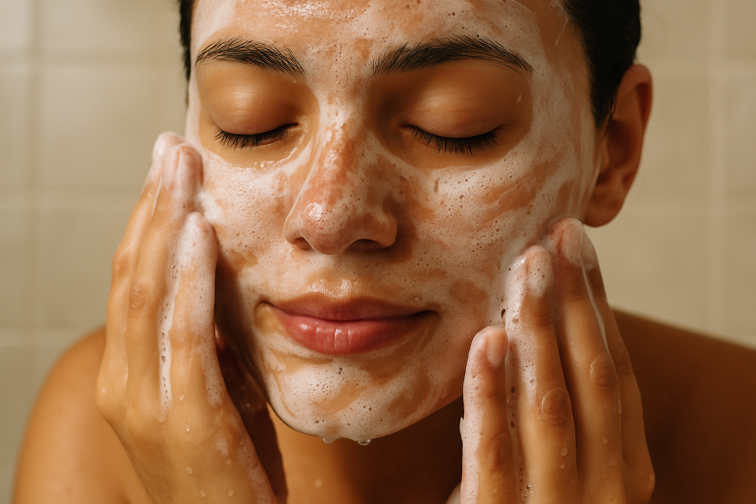 yes but applying face wash or serum 